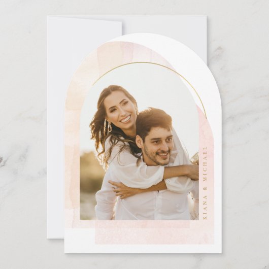 Boho Oasisの結婚写真テンプレートアーチID959 招待状 (裏面)