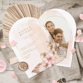 Boho Oasisの結婚写真テンプレートアーチID959 招待状