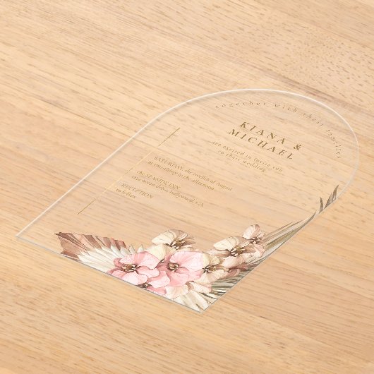 Boho Oasisの結婚透明ID959 アクリル招待状 (レイダウン)