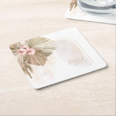 Boho Oasisフローラ結婚Arch's ID959 スクエアペーパーコースター (アングル)