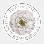 Boho Off White Flower Wedding Favor  ラウンドシール (正面)