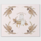 Boho Ohベビーブラウンピンク名到着日II ラッピングペーパー (フラット)