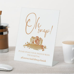 Boho Oh Snap Burnt Orangeのハッシュタグ結婚のサイン 台座サイン
