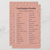 boho oldバラ誕生日パーティー用品チェックリスト (正面/裏面)