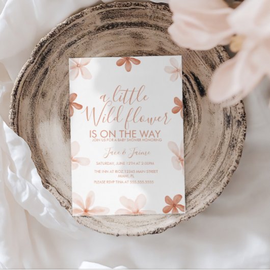 Boho One Wild Flowers Baby Shower  Invitation 招待状