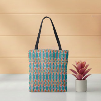 Boho Orange and turquoise Tribal Inspired  トートバッグ