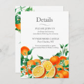 Boho Orange Blossomの結婚QRコード エンクロージャーカード (正面/裏面)