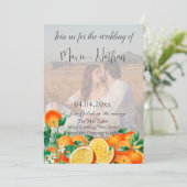 Boho Orange Blossom写真QRコード結婚ズ 招待状 (スタンド正面)