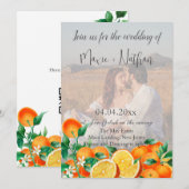Boho Orange Blossom写真QRコード結婚ズ 招待状 (正面/裏面)