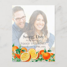 Boho Orange Blossom Save the Date Photo QR Code