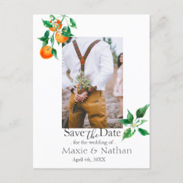 Boho Orange Blossom Save the Date Photo QR Code ポストカード