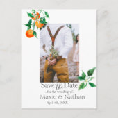 Boho Orange Blossom Save the Date Photo QR Code ポストカード (正面)