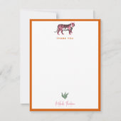 Boho Orange Pink Jungle Tiger Script ノートカード (正面)