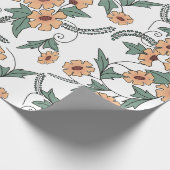 Boho Orange & Teal Floral Botanical Wrapping Paper ラッピングペーパー (角)
