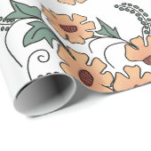 Boho Orange & Teal Floral Botanical Wrapping Paper ラッピングペーパー (ロールコーナー)