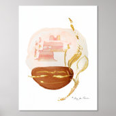 Boho Organic Modern Rust Gold Leaf Watercolor 箔ポスター (正面)