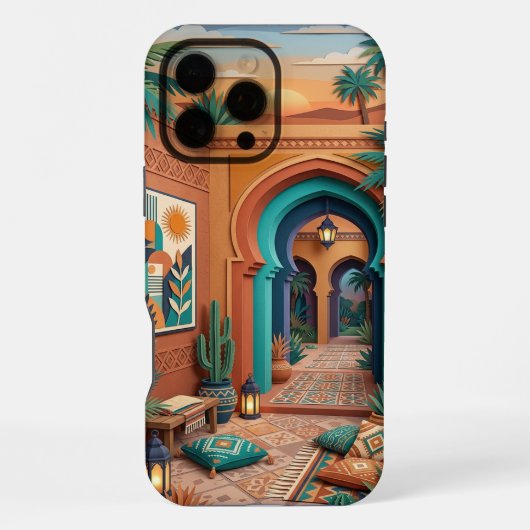Boho Oriental iPhone 16 Pro Max Case | Teal Terrac iPhoneケース (裏面)