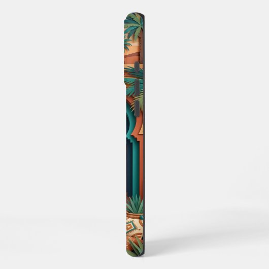 Boho Oriental iPhone 16 Pro Max Case | Teal Terrac iPhoneケース (左側面)