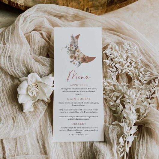 Boho Over the Moon Baby Showerメニュー メニュー