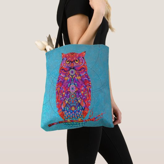 Boho Owlトート:ア鮮やかート – 毎日のスタイル トートバッグ (クローズアップ)