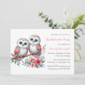 Boho Owl Couple Rustic Bachelorette Party 招待状 (スタンド正面)