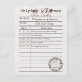 Boho Owl Feather Libraryカード日付の保存 | 案内ポストカード (正面)