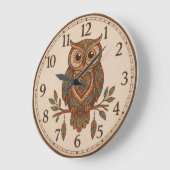 Boho Owl Large Wall Clock ラージ壁時計 (傾斜)