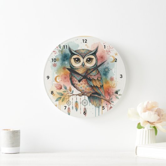 Boho Owl Large Wall Clock  ラージ壁時計 (ホーム)