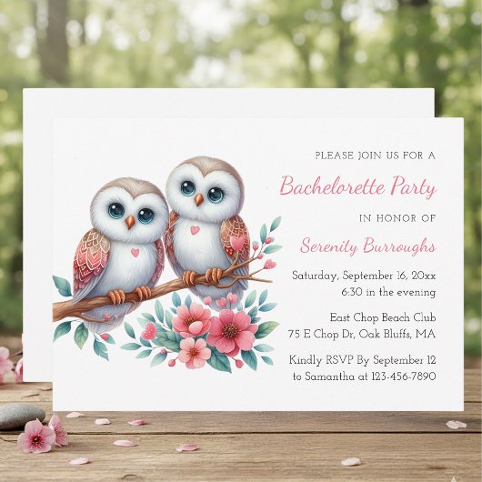 Boho Owl Woodland Rustic Bachelorette Party 招待状