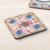 Boho paisley and elephant pattern_lmandala artwork コースター (左側)