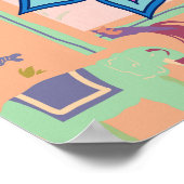 Boho paisley and elephant pattern_lmandala artwork ポスター (角)