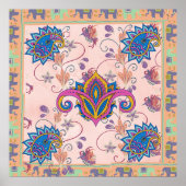 Boho paisley and elephant pattern_lmandala artwork ポスター (正面)