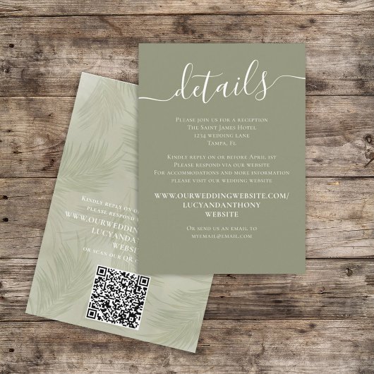 Boho Palmの葉植物的タイムラインQRコード詳細 エンクロージャーカード