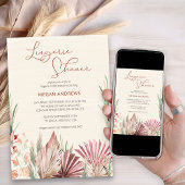 Boho Palm乾燥した熱帯の葉ランジェリーシャワー 招待状