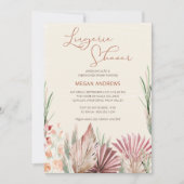 Boho Palm乾燥した熱帯の葉ランジェリーシャワー 招待状 (正面)