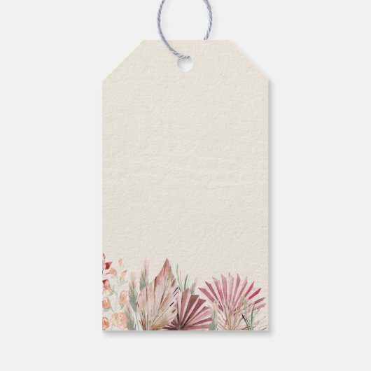 Boho Palm乾燥ファンのディスプレ離れイ・シャワー ギフトタグ (裏面)