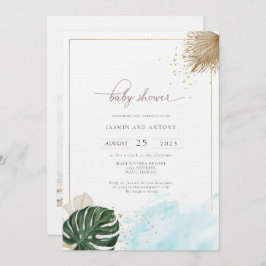 Boho Palm熱帯ベビーシャワー写真 招待状