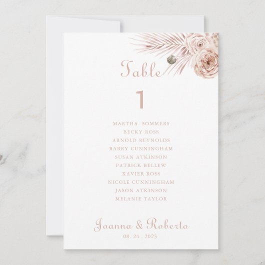 Boho Palm葉の表Number 1 Seat Charts 招待状 (正面)