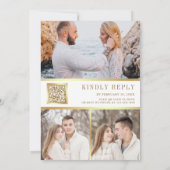 Boho Palm Dustyフローラ自然アーチQRコード結婚ズ 招待状 (裏面)