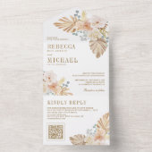 Boho Palm Dusty自然フローラQRコー結婚ド オールインワン招待状 (内側)