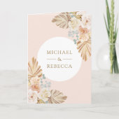 Boho Palm Dusty Earthy Floral Arch QR Code Wedding 招待状 (正面)