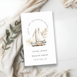 Boho Palm Sailboat Seascapeの結婚ウェブサイト エンクロージャーカード
