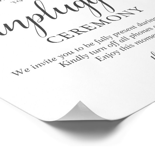 Boho Pampa Grass Greenery Unplugged's 結婚 Sign ポスター (角)