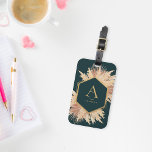 Boho Pampasと金ゴールド枠モノグラム荷物タグ ラゲッジタグ<br><div class="desc">このゴージャスな荷物パーソナライズされたタグは与えギフトや自分でも可能だ！</div>