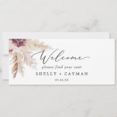 Boho Pampasのぶら下がった座席表のウェルカムヘッダー (裏面)