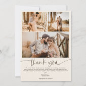 Boho pampasスクリプト5枚結婚の写真感謝していは、 サンキューカード (裏面)