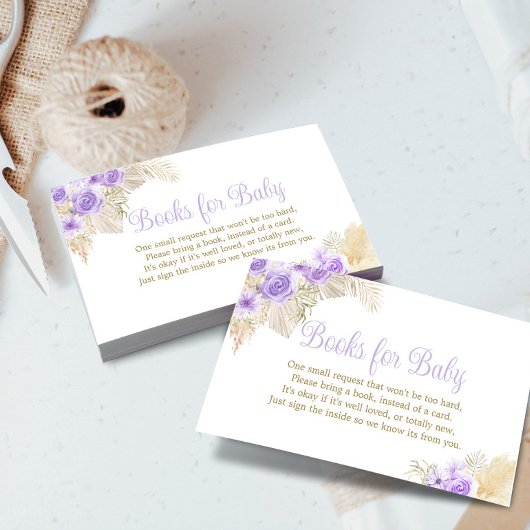 Boho Pampasバラガールシャワーブックリクエスト エンクロージャーカード