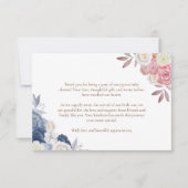 Boho Pampasフローラブルー& pINKベビーシャワーサンキュー サンキューカード (正面)