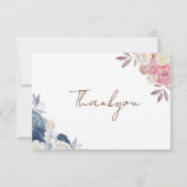 Boho Pampasフローラブルー& pINKベビーシャワーサンキュー サンキューカード (裏面)