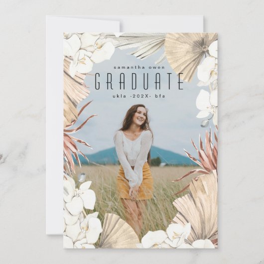 Boho Pampasモダン Grass大学院写真大学 案内状 (正面)